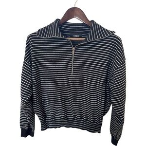 Cider Black and White Striped Quarter Zip Size Large